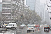 Snow falls in Santiago